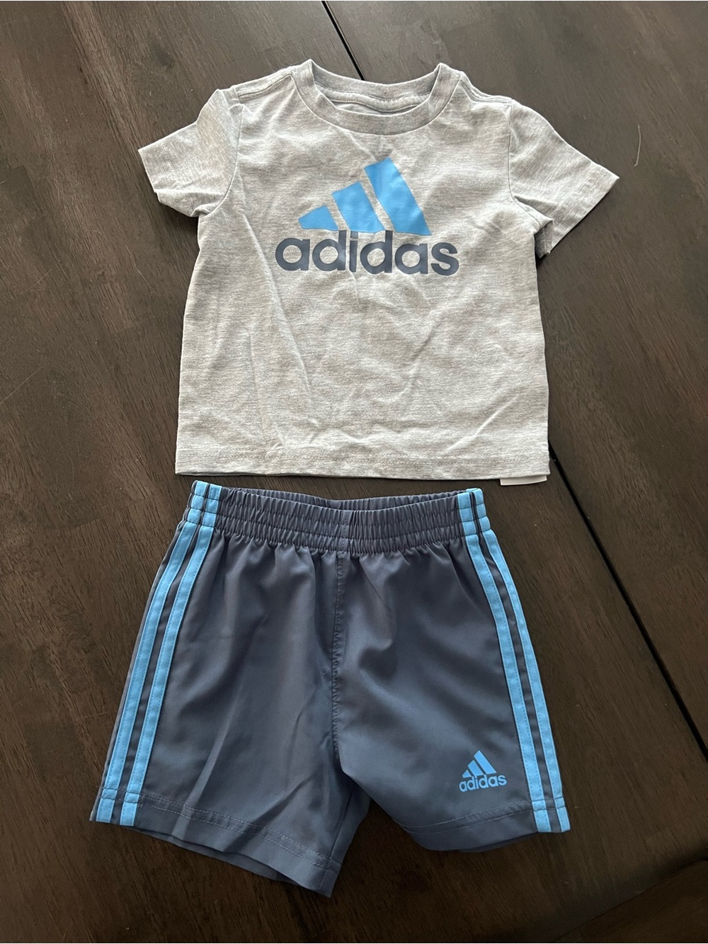 adidas Grey Tee with Blue Logo